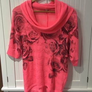 Vanity Pink cowl neck sweater